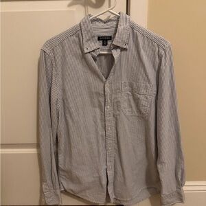 George Men's Casual Blue and White Striped Shirt